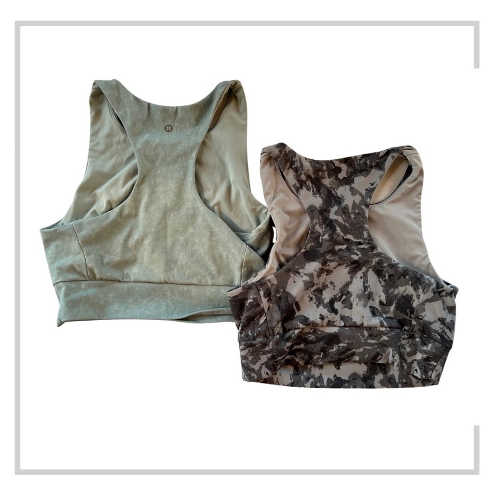 RBX Zen Watercolor Light Green and Tie-Dye Grey Bra Crop Tank Tops (Set of 2), M - Picture 4 of 9